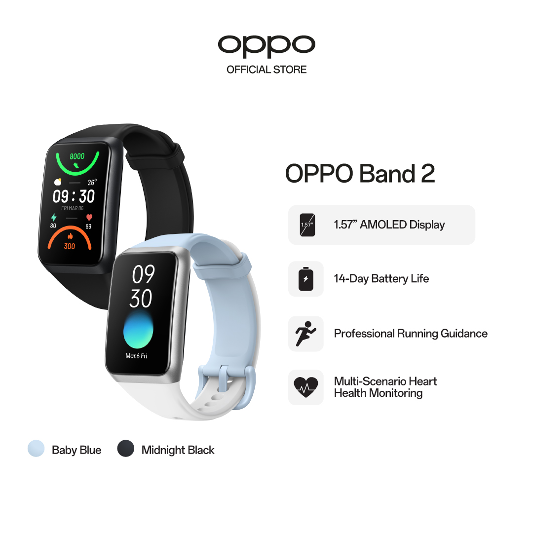 OPPO Band 2 / 1.57" AMOLED Display / 14-Day Battery Life / Professional Running Guidance