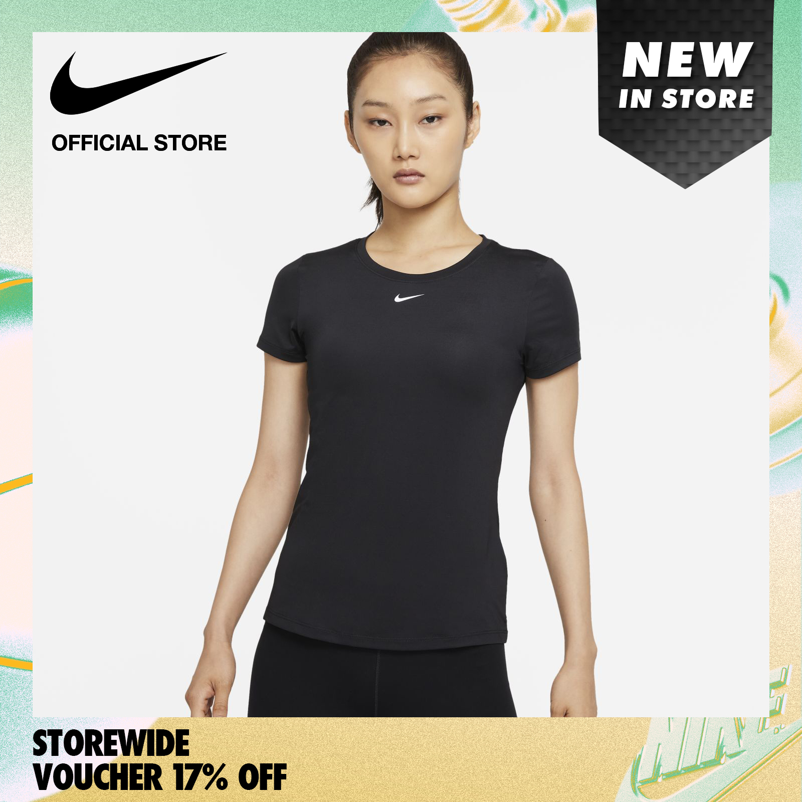 Nike Women's Dri-FIT One  Slim FIT Short-Sleeve Top - Black