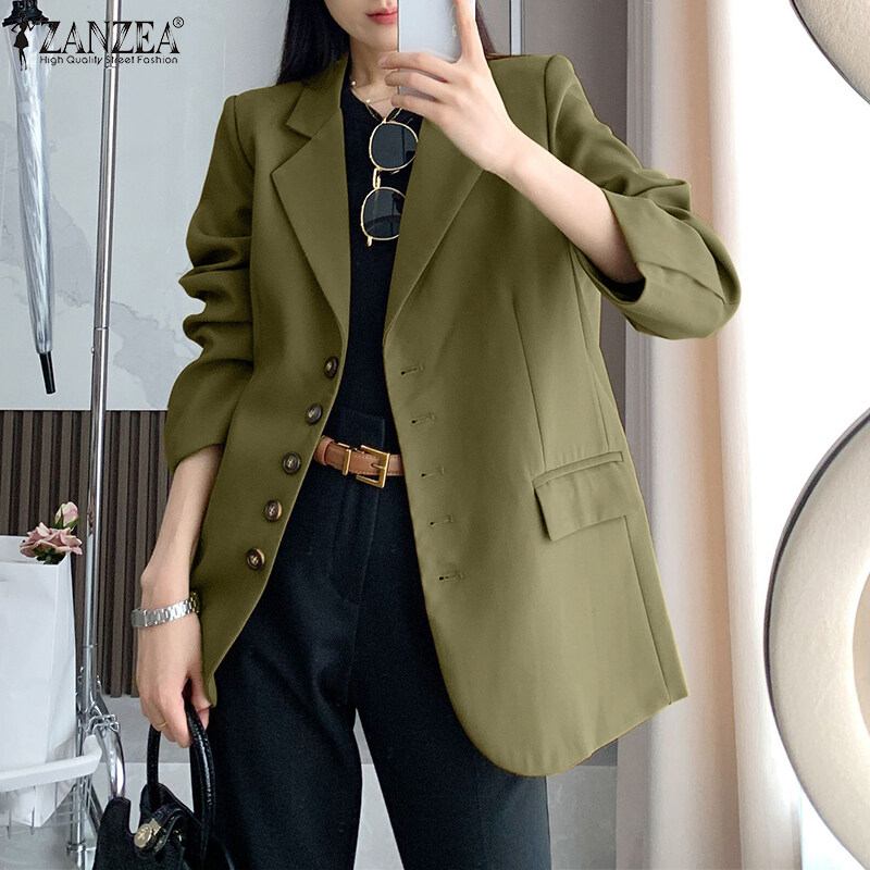 ZANZEA Women's Fashion Commute Single-Breasted Suits Business Leisure Lapel Full Sleeve Blazer #11