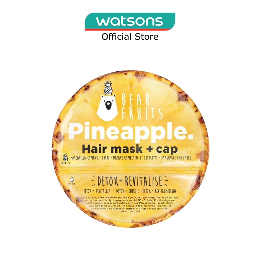 BEAR FRUITS Pineapple Detox Revitalise Hair Mask & Hair Cap (Detoxifies And Revitalises) 20Ml