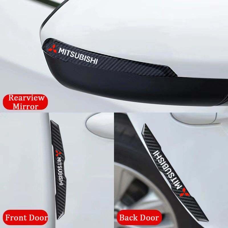 6PCS Anti-scratch Bumper Car Rearview Mirror Sticker Strip Car Door Edge Protection Decals Accessories for Mitsubishi ASX Lancer Pajero Outlander Eclipse Galant Mirage L200 EVO